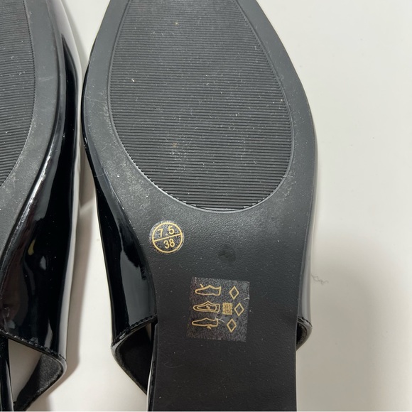 CL By Laundry Black Patent Square Toe Slingback Ballet Flat - Sz US7.5 / EU38 - Picture 9 of 11